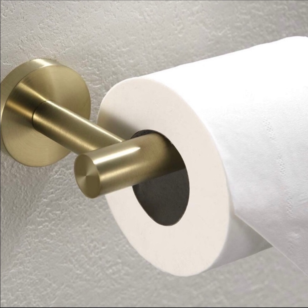 Anthro Brushed Gold Toilet paper holder Brand New